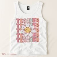 Groovy Teacher Cute 70s Daisy Flower Retro Back To School Tank Top thumb 2