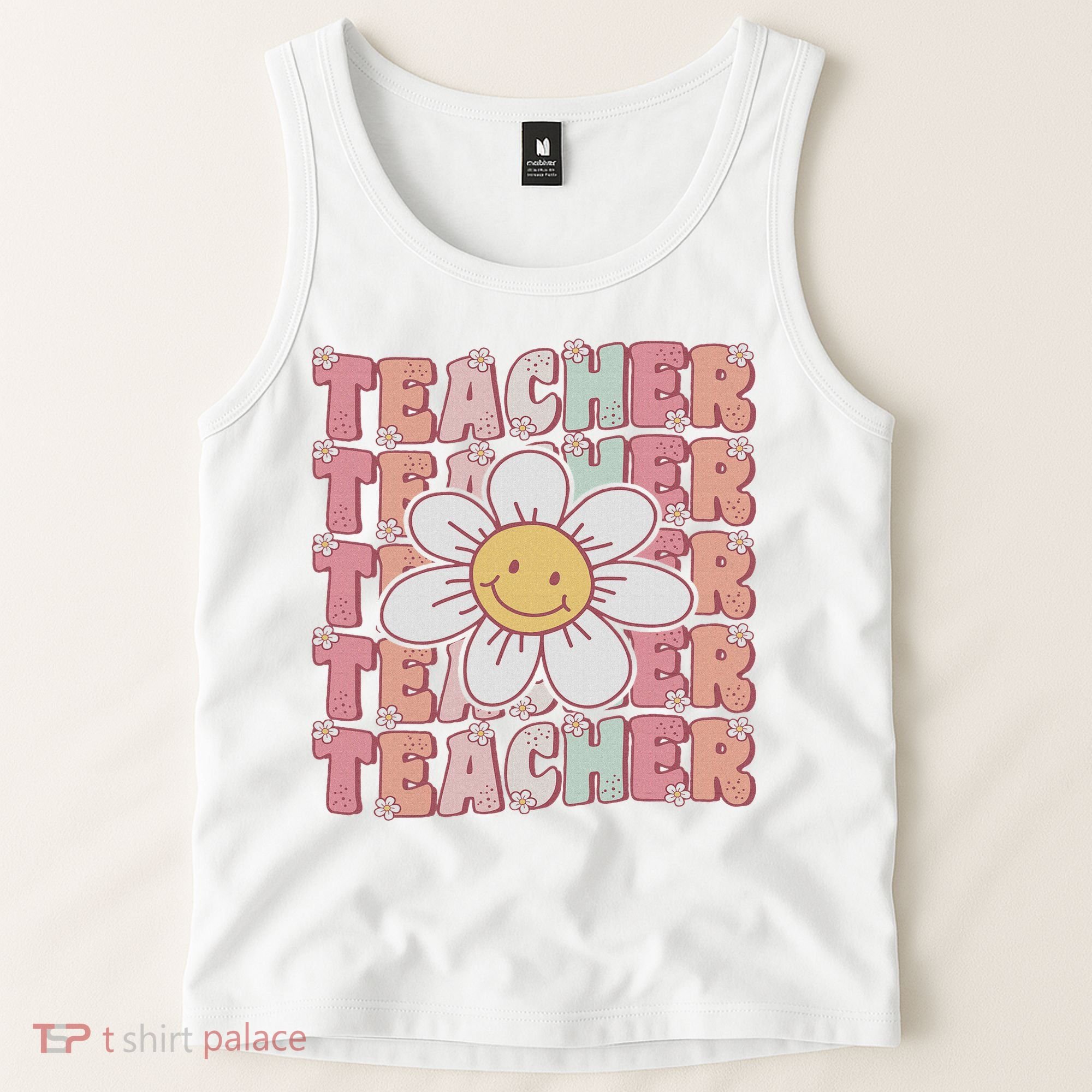 Groovy Teacher Cute 70s Daisy Flower Retro Back To School Tank Top