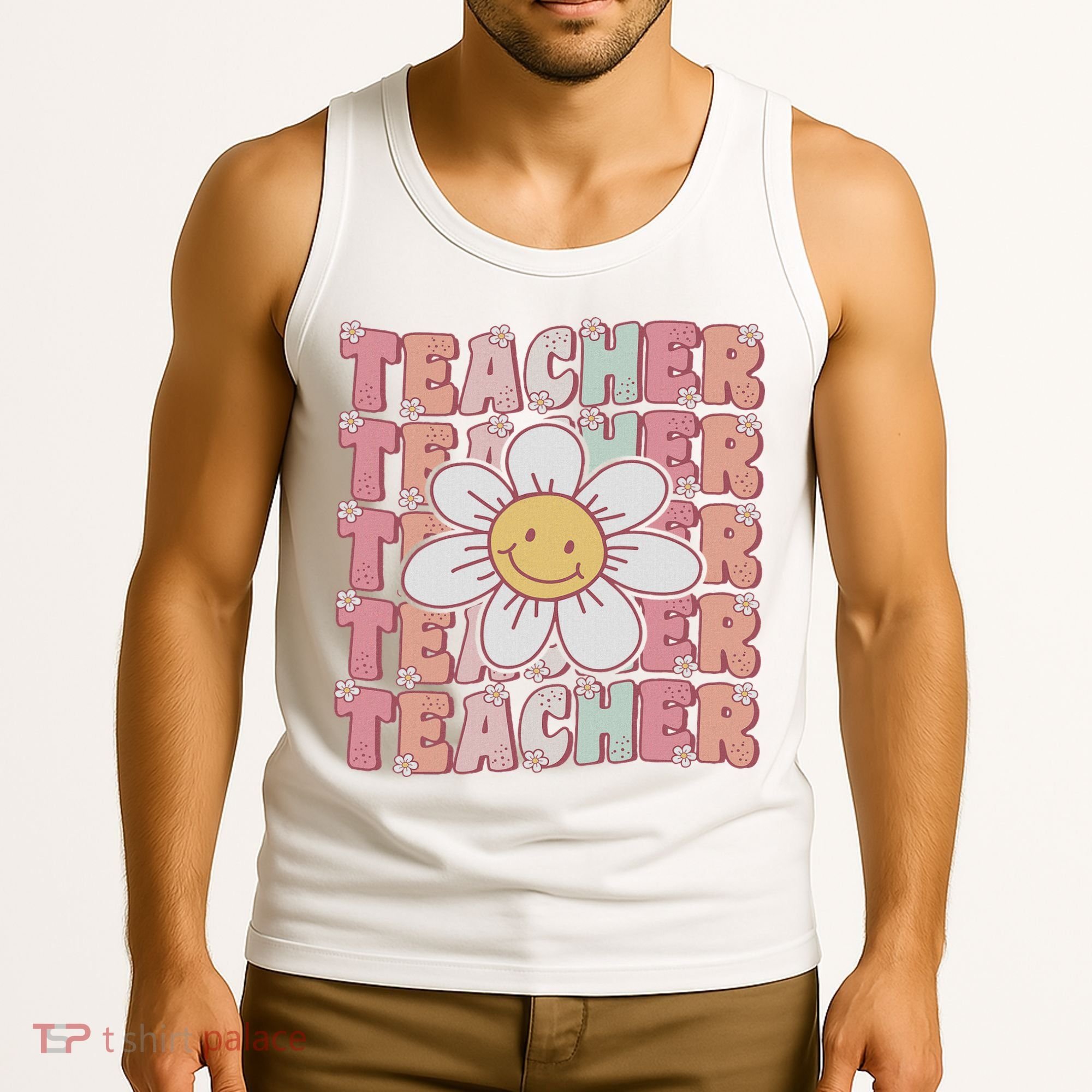 Groovy Teacher Cute 70s Daisy Flower Retro Back To School Tank Top