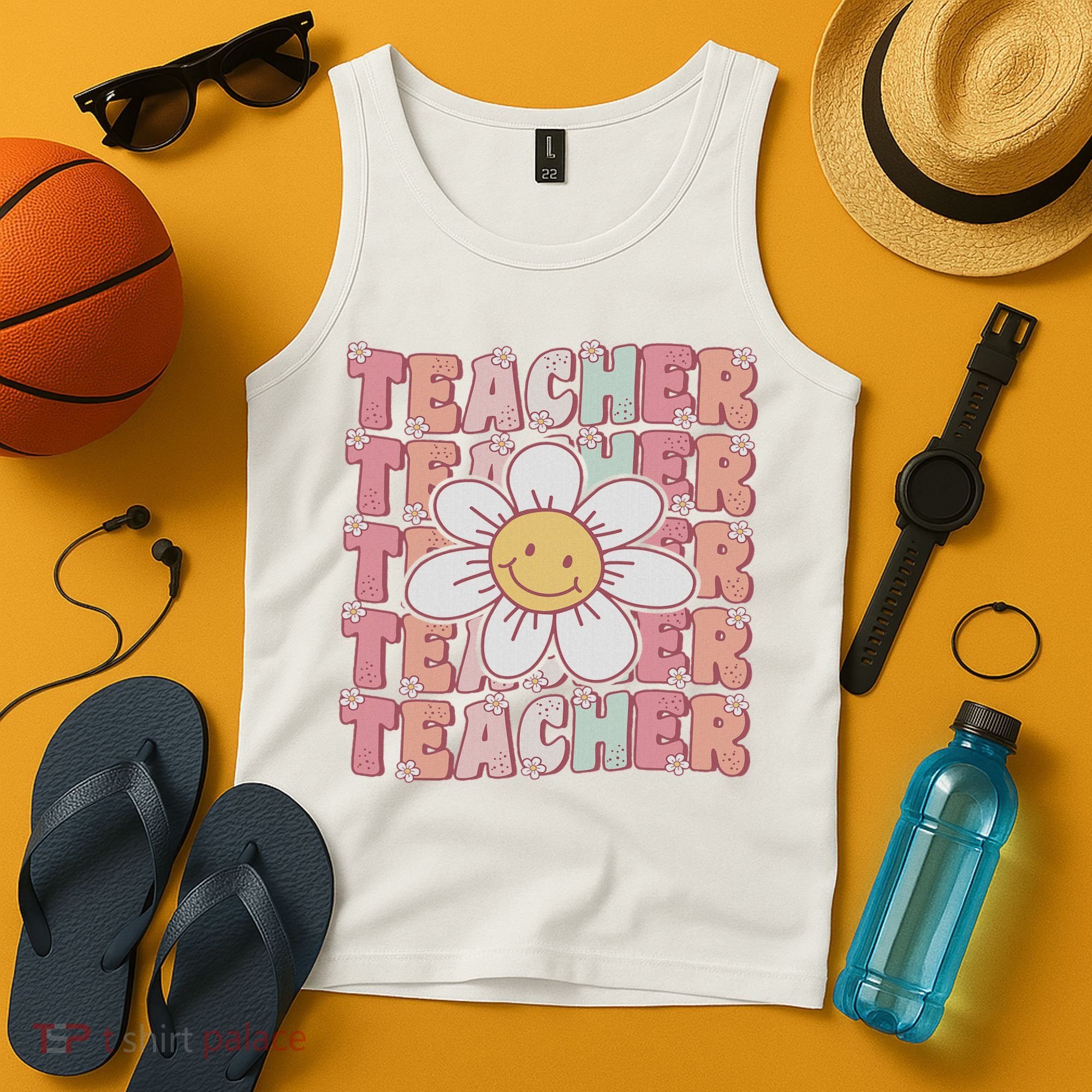 Groovy Teacher Cute 70s Daisy Flower Retro Back To School Tank Top