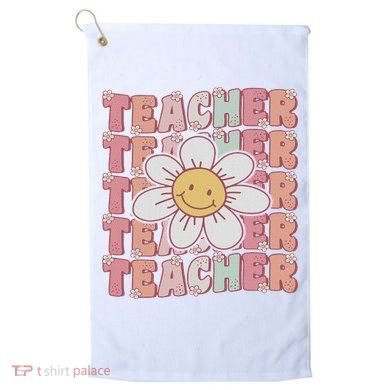 Groovy Teacher Cute 70s Daisy Flower Retro Back To School Golf Towel