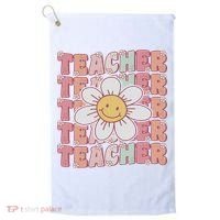 Groovy Teacher Cute 70s Daisy Flower Retro Back To School Golf Towel thumb 0