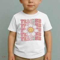 Groovy Teacher Cute 70s Daisy Flower Retro Back To School Toddler T-Shirt thumb 2