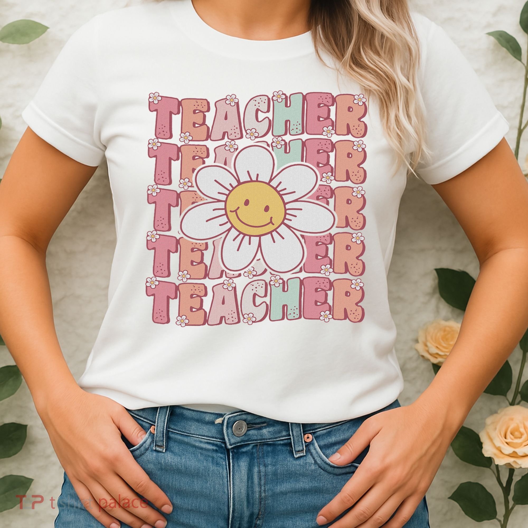 Groovy Teacher Cute 70s Daisy Flower Retro Back To School Women's T-Shirt