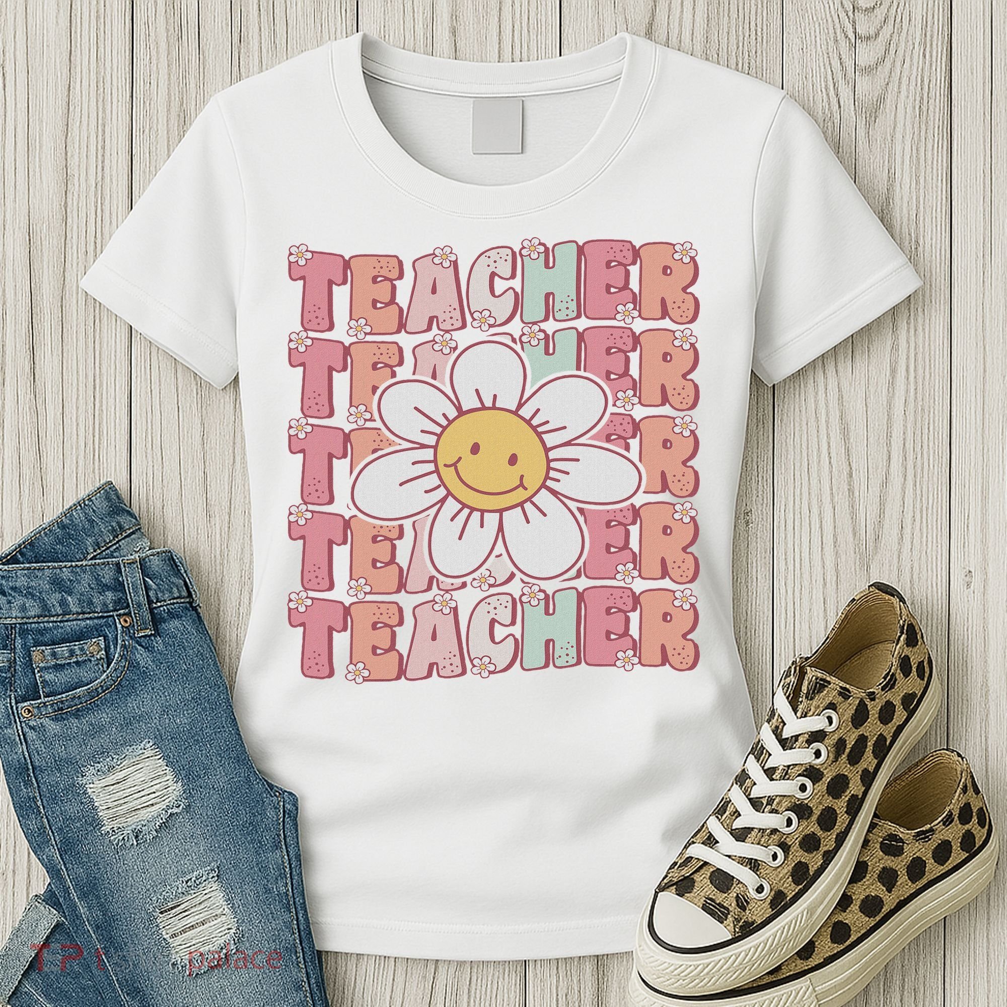 Groovy Teacher Cute 70s Daisy Flower Retro Back To School Women's T-Shirt