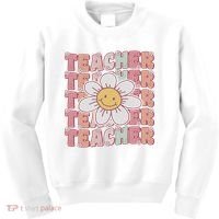 Groovy Teacher Cute 70s Daisy Flower Retro Back To School Kids Sweatshirt thumb 0