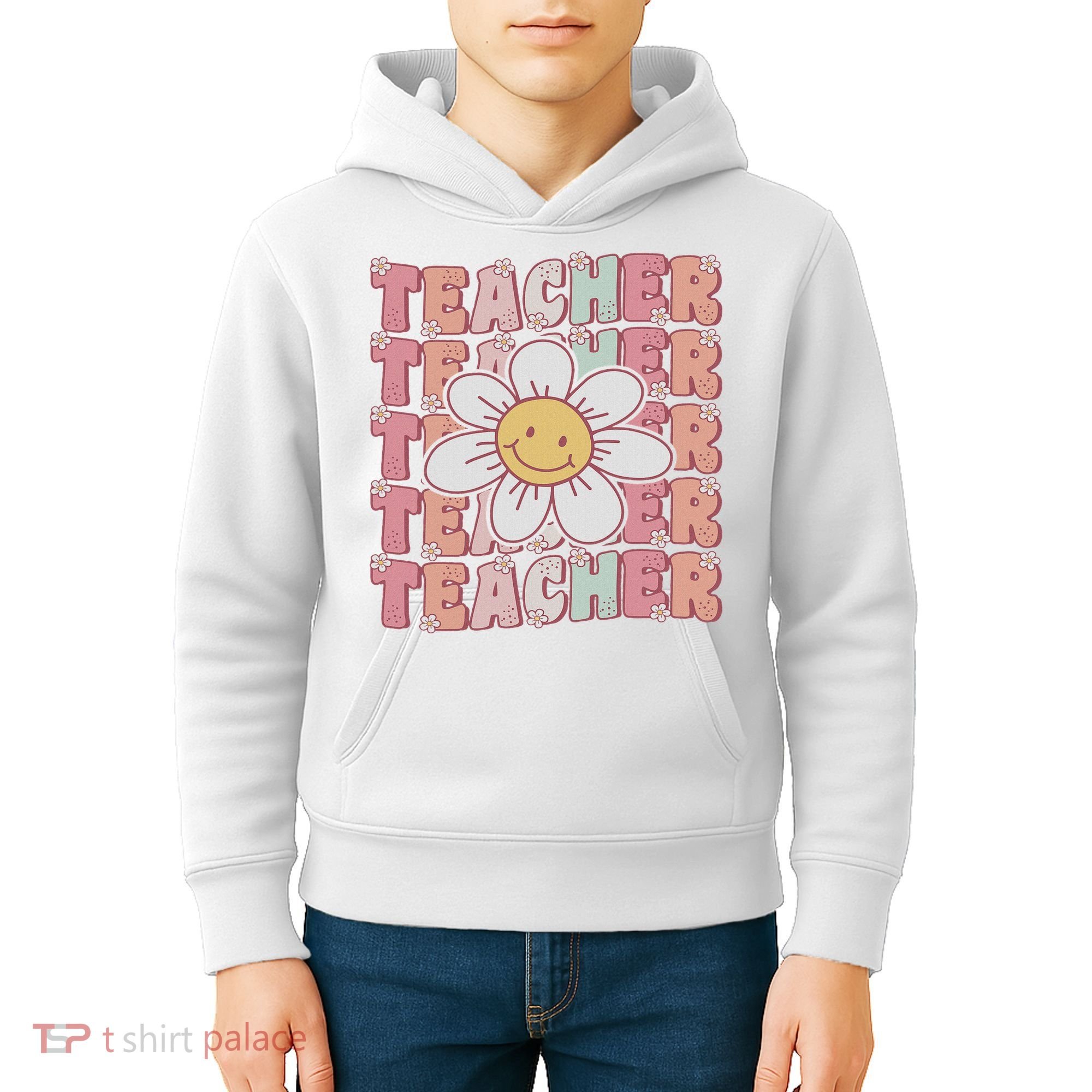 Groovy Teacher Cute 70s Daisy Flower Retro Back To School Kids Hoodie
