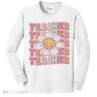 Groovy Teacher Cute 70s Daisy Flower Retro Back To School Kids Long Sleeve Shirt thumb 0