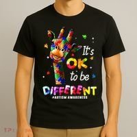 Giraffe Tie Dye Autism Awareness Autism T-Shirt thumb 3