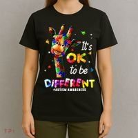 Giraffe Tie Dye Autism Awareness Autism T-Shirt thumb 4