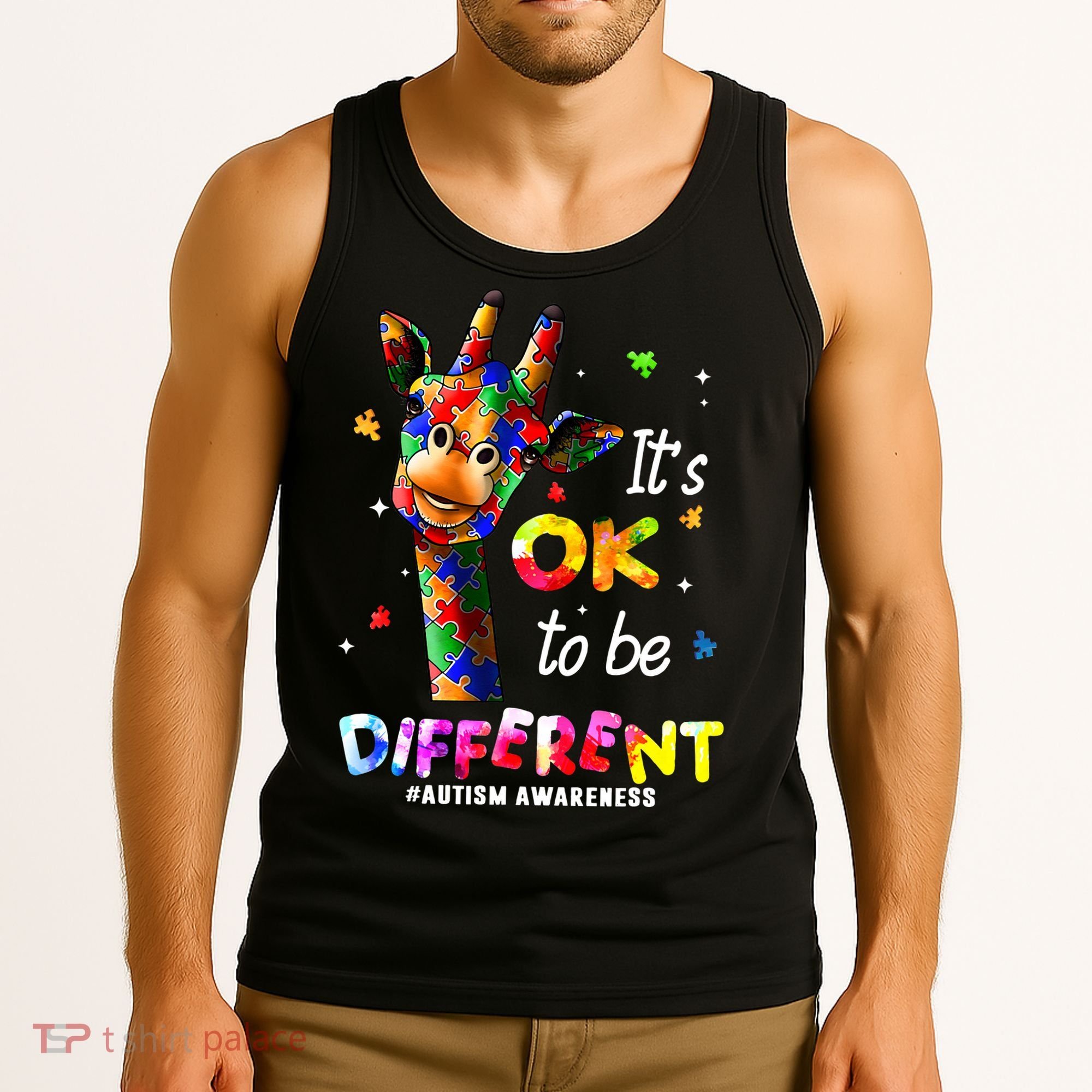 Giraffe Tie Dye Autism Awareness Autism Tank Top
