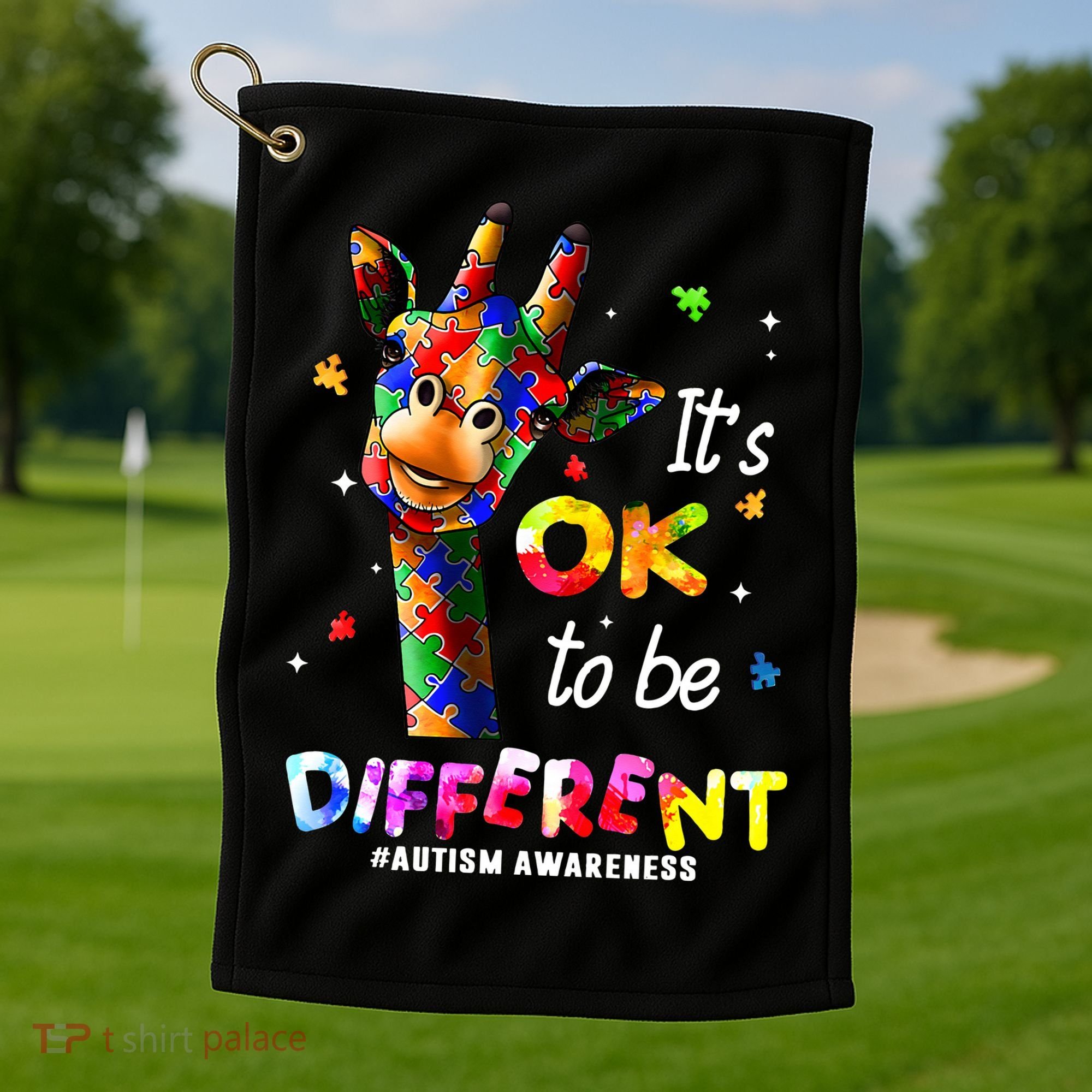 Giraffe Tie Dye Autism Awareness Autism Golf Towel