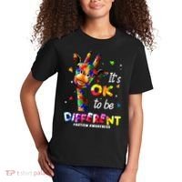 Giraffe Tie Dye Autism Awareness Autism Kids T-Shirt thumb 2