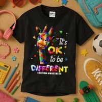 Giraffe Tie Dye Autism Awareness Autism Kids T-Shirt thumb 3