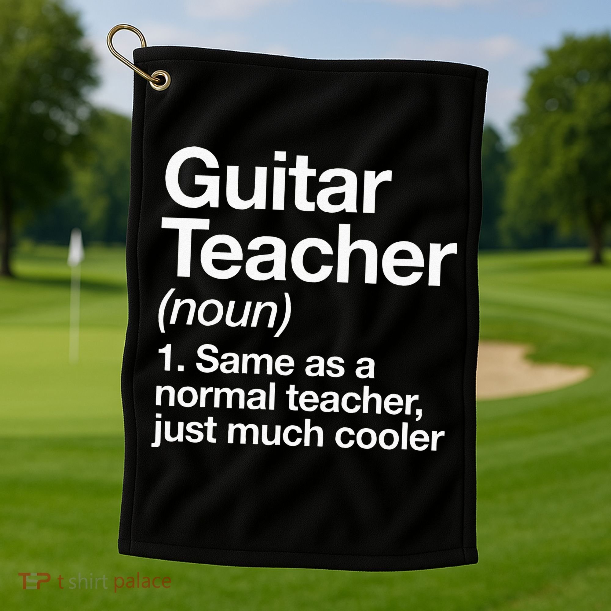 Guitar Teacher Definition Funny Musician Music Golf Towel