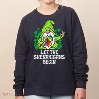 Gnome Tie Dye Shamrock Let Shenanigans Begin St Patricks Women's Sweatshirt thumb 0
