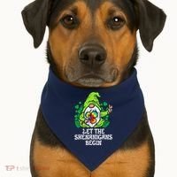 Gnome Tie Dye Shamrock Let Shenanigans Begin St Patricks USA-Made Doggie Bandana thumb 1