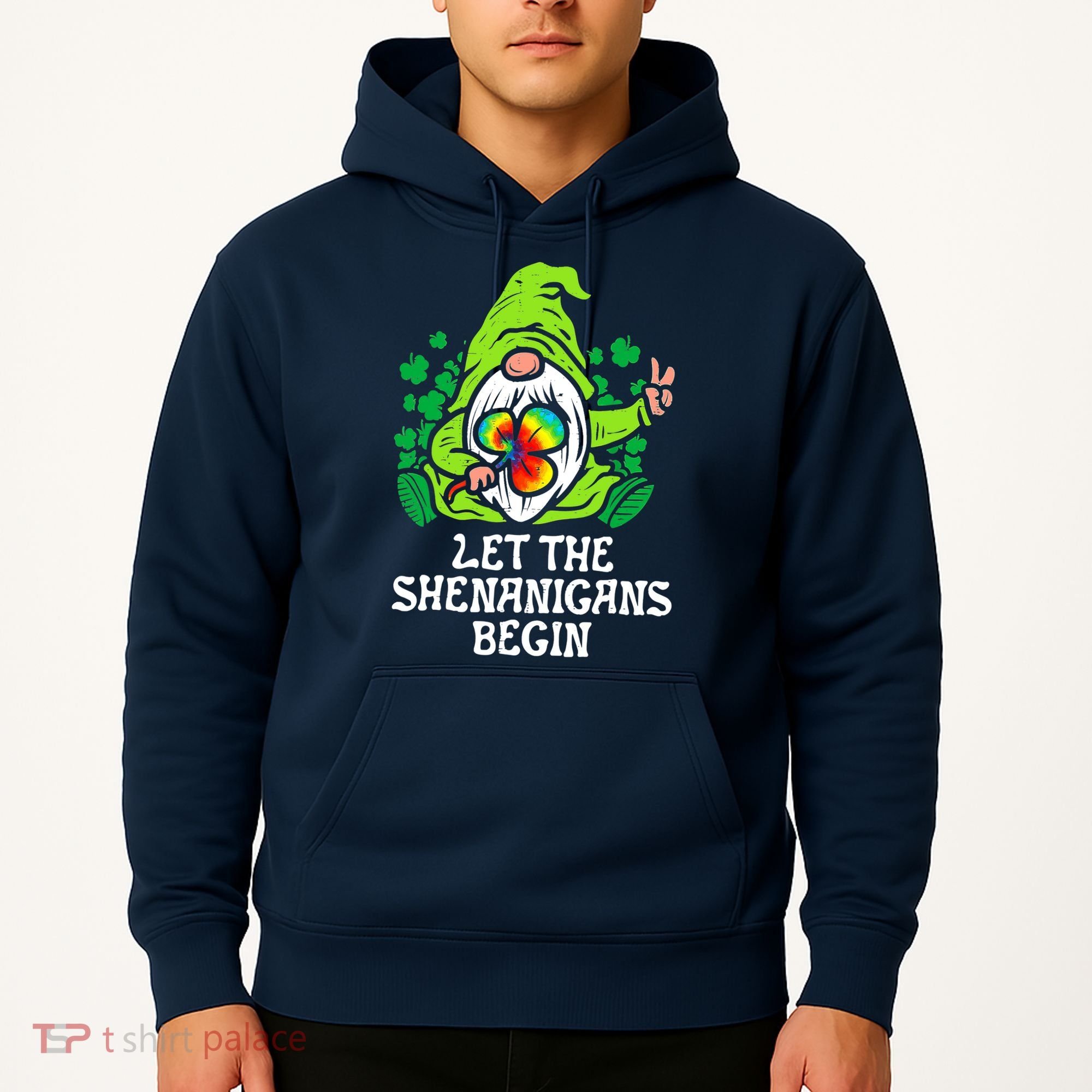 Gnome Tie Dye Shamrock Let Shenanigans Begin St Patricks Hoodie