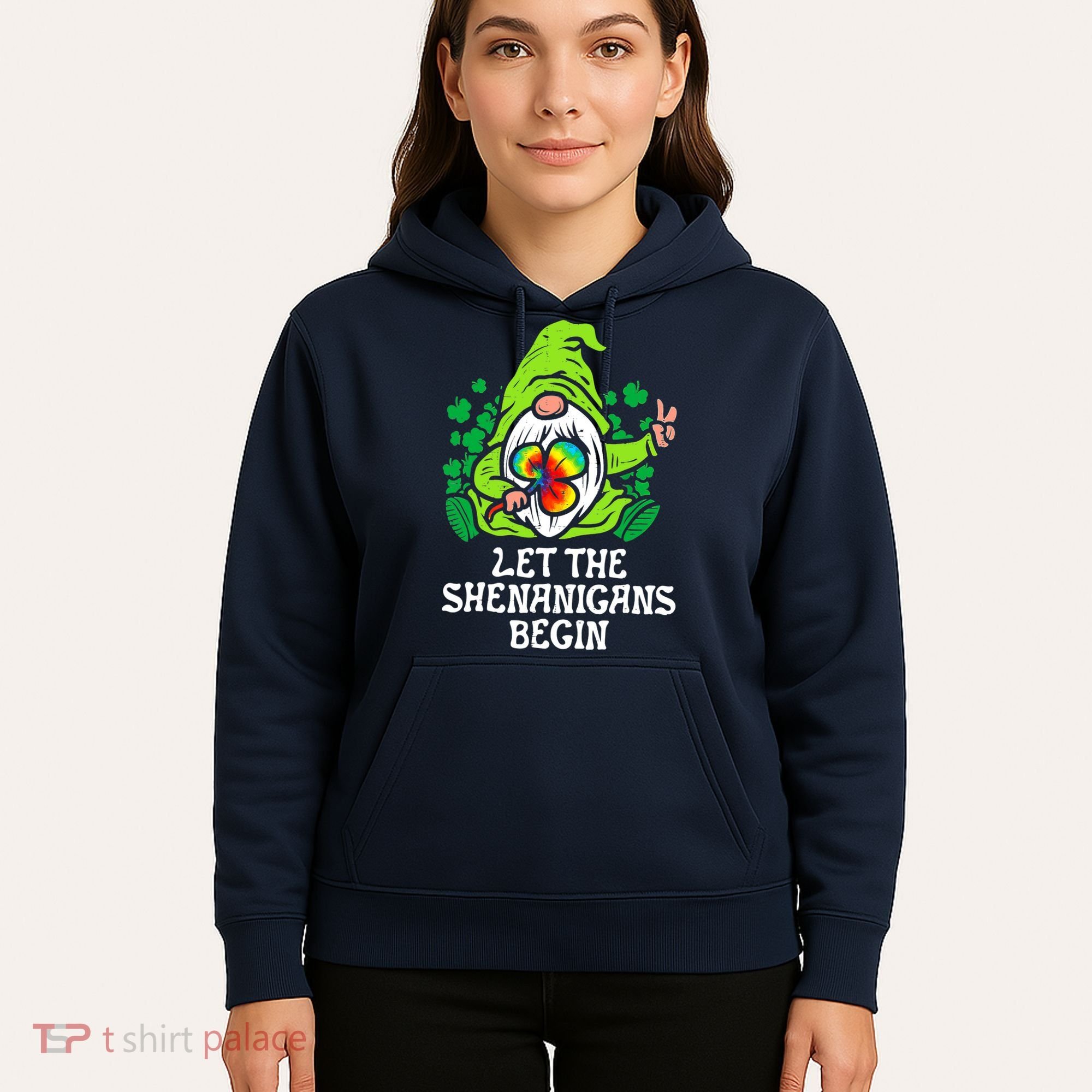 Gnome Tie Dye Shamrock Let Shenanigans Begin St Patricks Hoodie