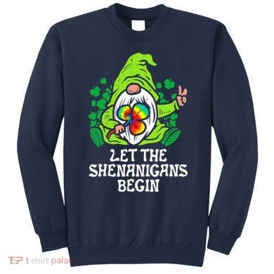 Gnome Tie Dye Shamrock Let Shenanigans Begin St Patricks Sweatshirt
