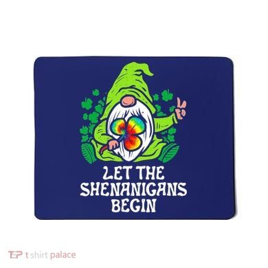 Gnome Tie Dye Shamrock Let Shenanigans Begin St Patricks Mousepad