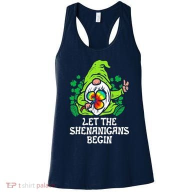 Gnome Tie Dye Shamrock Let Shenanigans Begin St Patricks Women's Tank Top