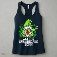 Gnome Tie Dye Shamrock Let Shenanigans Begin St Patricks Women's Tank Top thumb 3