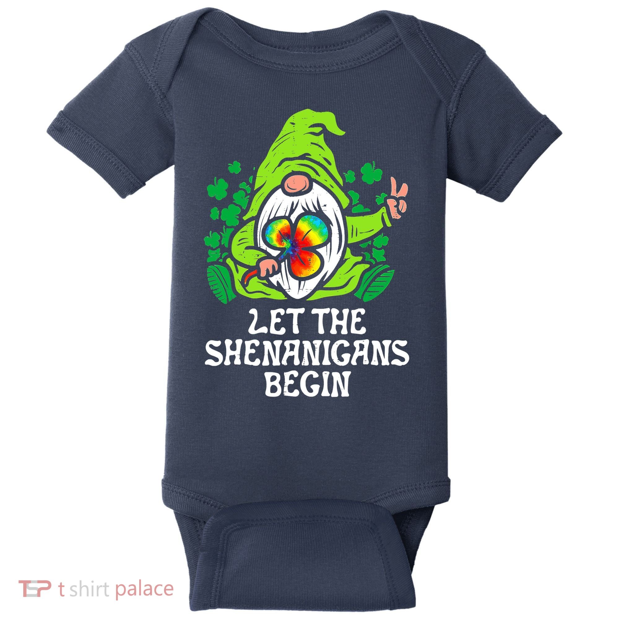 Gnome Tie Dye Shamrock Let Shenanigans Begin St Patricks Baby Bodysuit