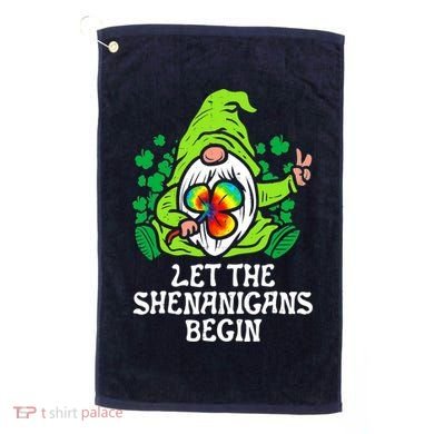 Gnome Tie Dye Shamrock Let Shenanigans Begin St Patricks Golf Towel