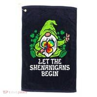 Gnome Tie Dye Shamrock Let Shenanigans Begin St Patricks Golf Towel thumb 0