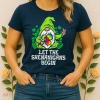 Gnome Tie Dye Shamrock Let Shenanigans Begin St Patricks Women's T-Shirt thumb 2