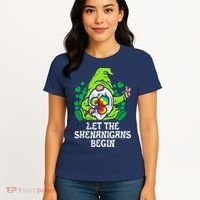Gnome Tie Dye Shamrock Let Shenanigans Begin St Patricks Women's T-Shirt thumb 4