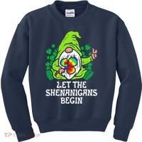 Gnome Tie Dye Shamrock Let Shenanigans Begin St Patricks Kids Sweatshirt thumb 0