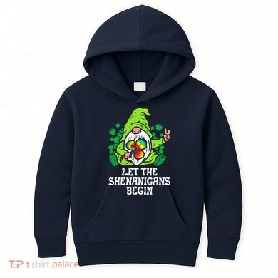 Gnome Tie Dye Shamrock Let Shenanigans Begin St Patricks Kids Hoodie