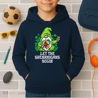 Gnome Tie Dye Shamrock Let Shenanigans Begin St Patricks Kids Hoodie thumb 2