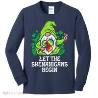Gnome Tie Dye Shamrock Let Shenanigans Begin St Patricks Kids Long Sleeve Shirt thumb 0