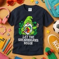 Gnome Tie Dye Shamrock Let Shenanigans Begin St Patricks Kids T-Shirt thumb 3