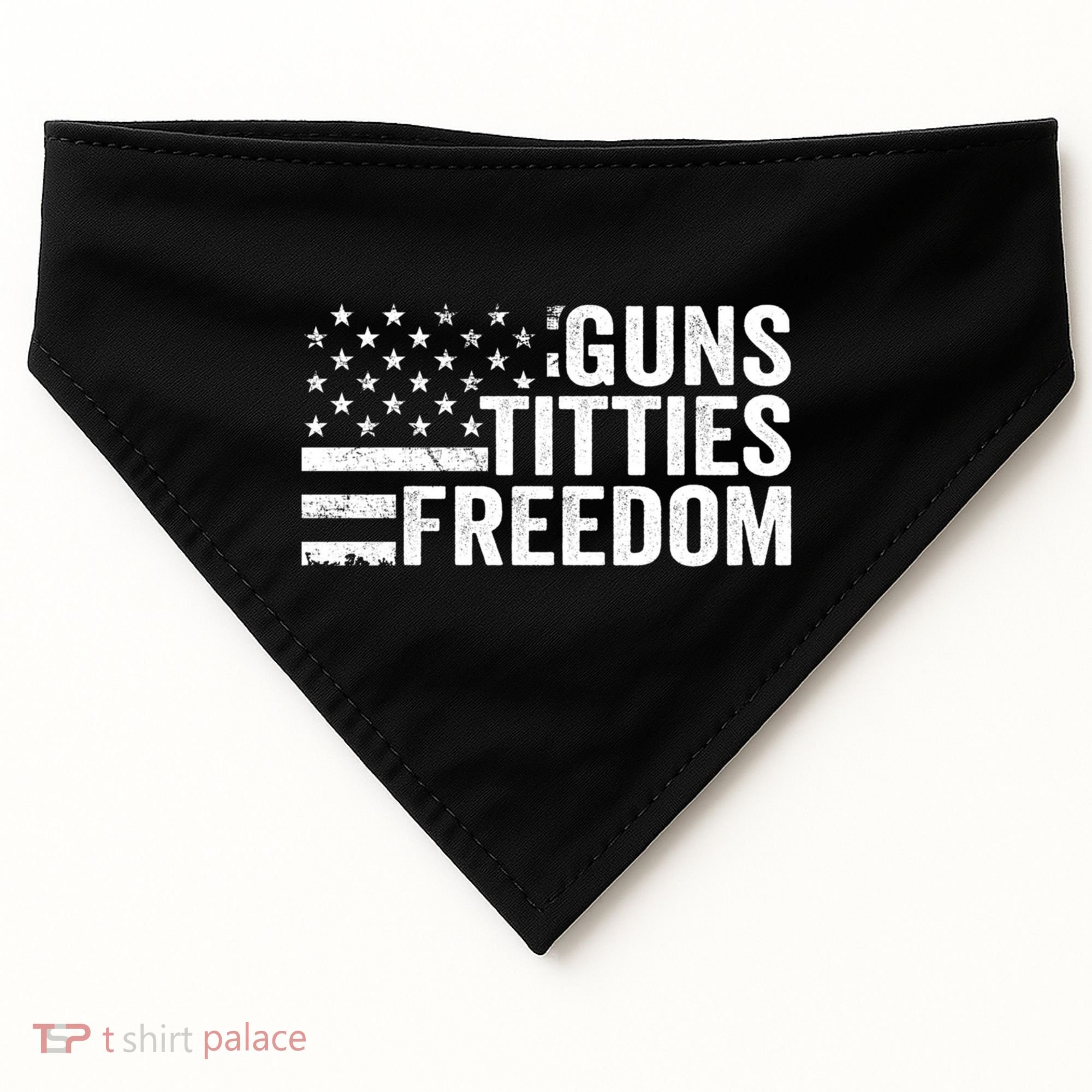 Guns Titties & Freedom Mens Funny Drinking Usa Flag Pullover Hoodie USA-Made Doggie Bandana