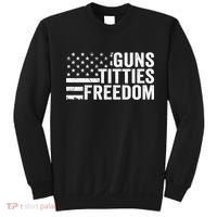 Guns Titties & Freedom Mens Funny Drinking Usa Flag Pullover Hoodie Sweatshirt thumb 0