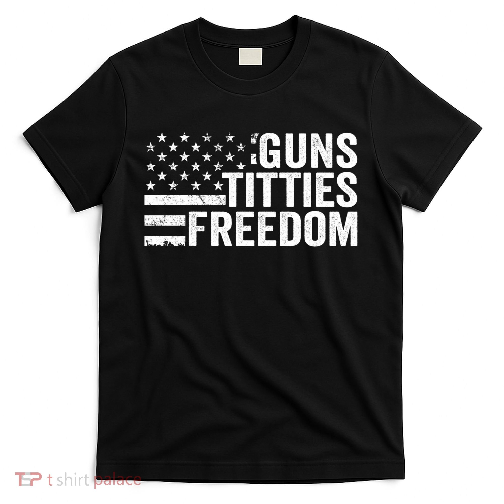 Guns Titties & Freedom Mens Funny Drinking Usa Flag Pullover Hoodie T-Shirt
