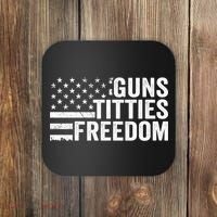 Guns Titties & Freedom Mens Funny Drinking Usa Flag Pullover Hoodie Coaster thumb 0