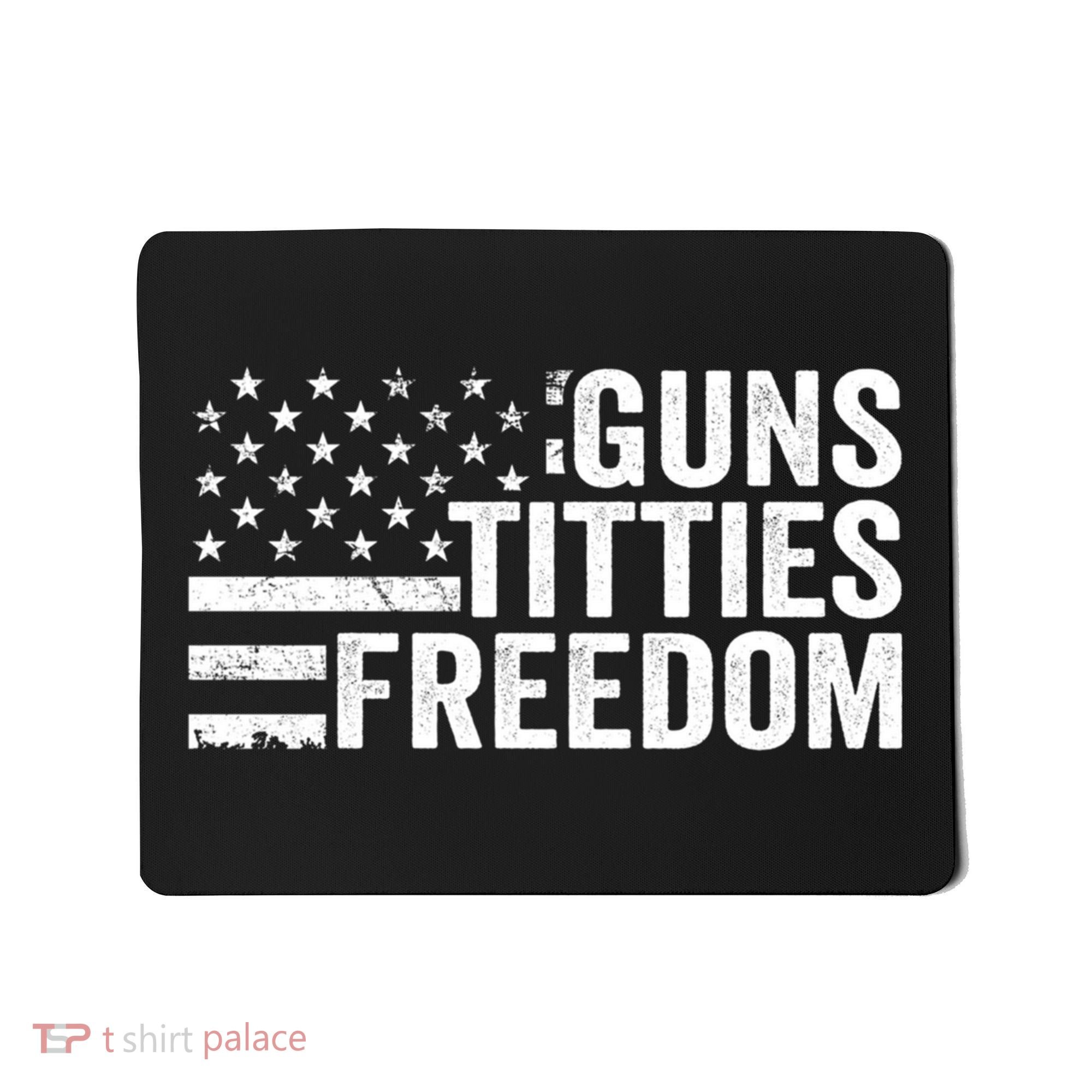 Guns Titties & Freedom Mens Funny Drinking Usa Flag Pullover Hoodie Mousepad