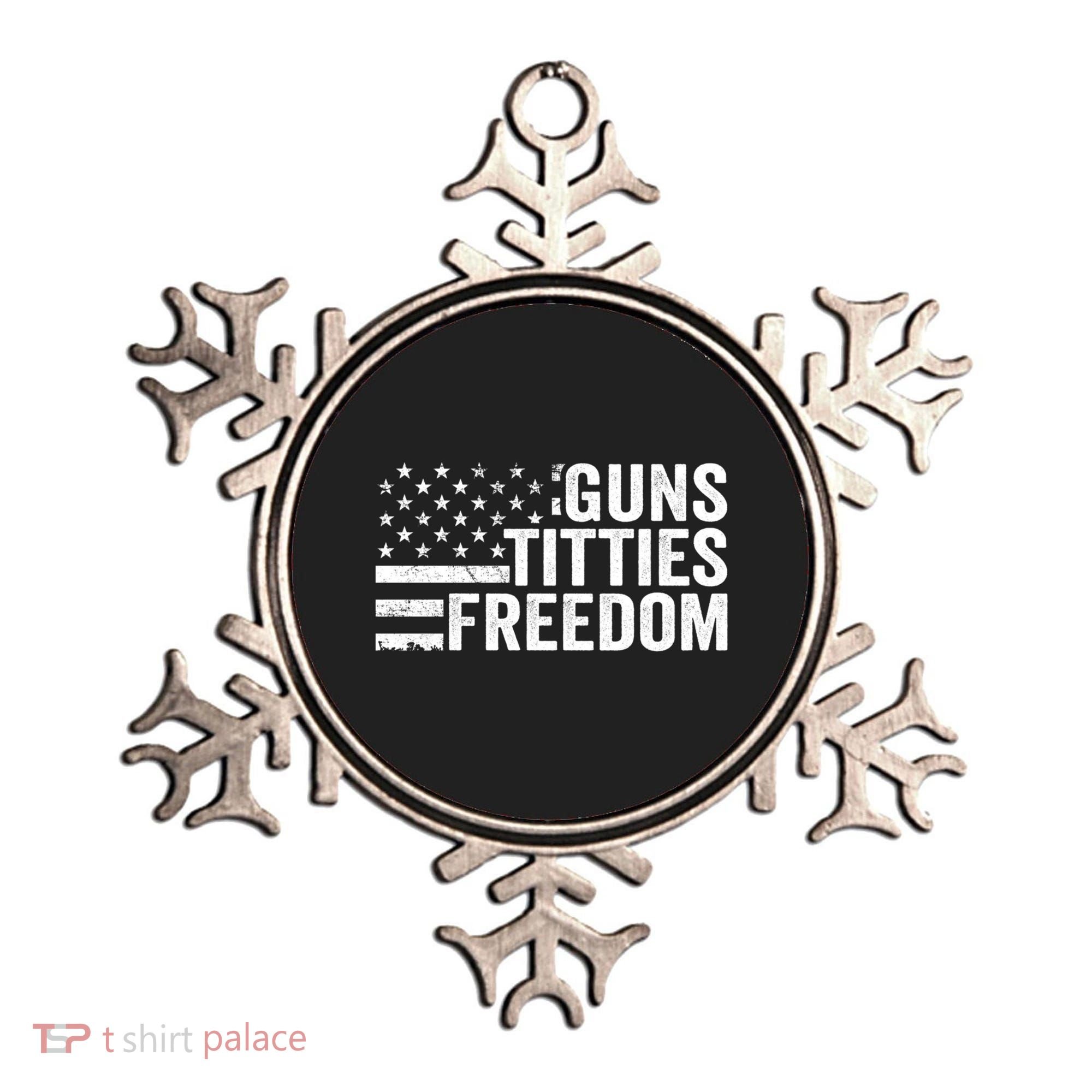 Guns Titties & Freedom Mens Funny Drinking Usa Flag Pullover Hoodie Ornament