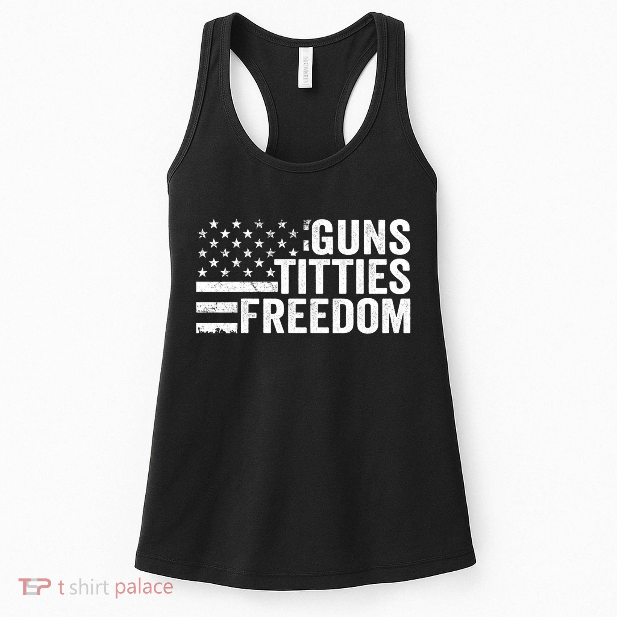 Guns Titties & Freedom Mens Funny Drinking Usa Flag Pullover Hoodie Women's Tank Top