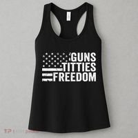 Guns Titties & Freedom Mens Funny Drinking Usa Flag Pullover Hoodie Women's Tank Top thumb 3