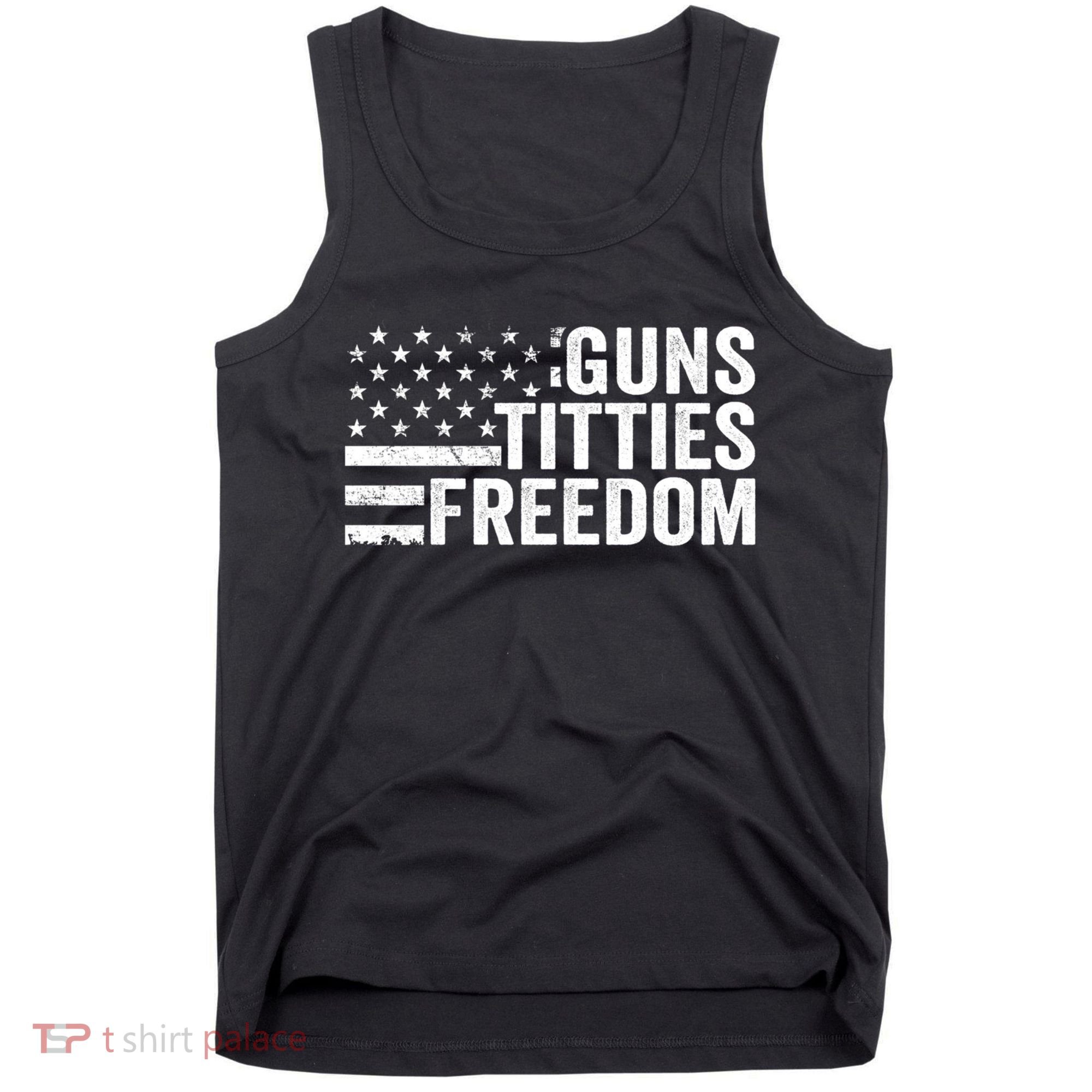 Guns Titties & Freedom Mens Funny Drinking Usa Flag Pullover Hoodie Tank Top
