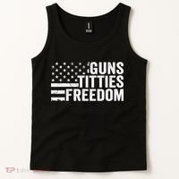 Guns Titties & Freedom Mens Funny Drinking Usa Flag Pullover Hoodie Tank Top thumb 2