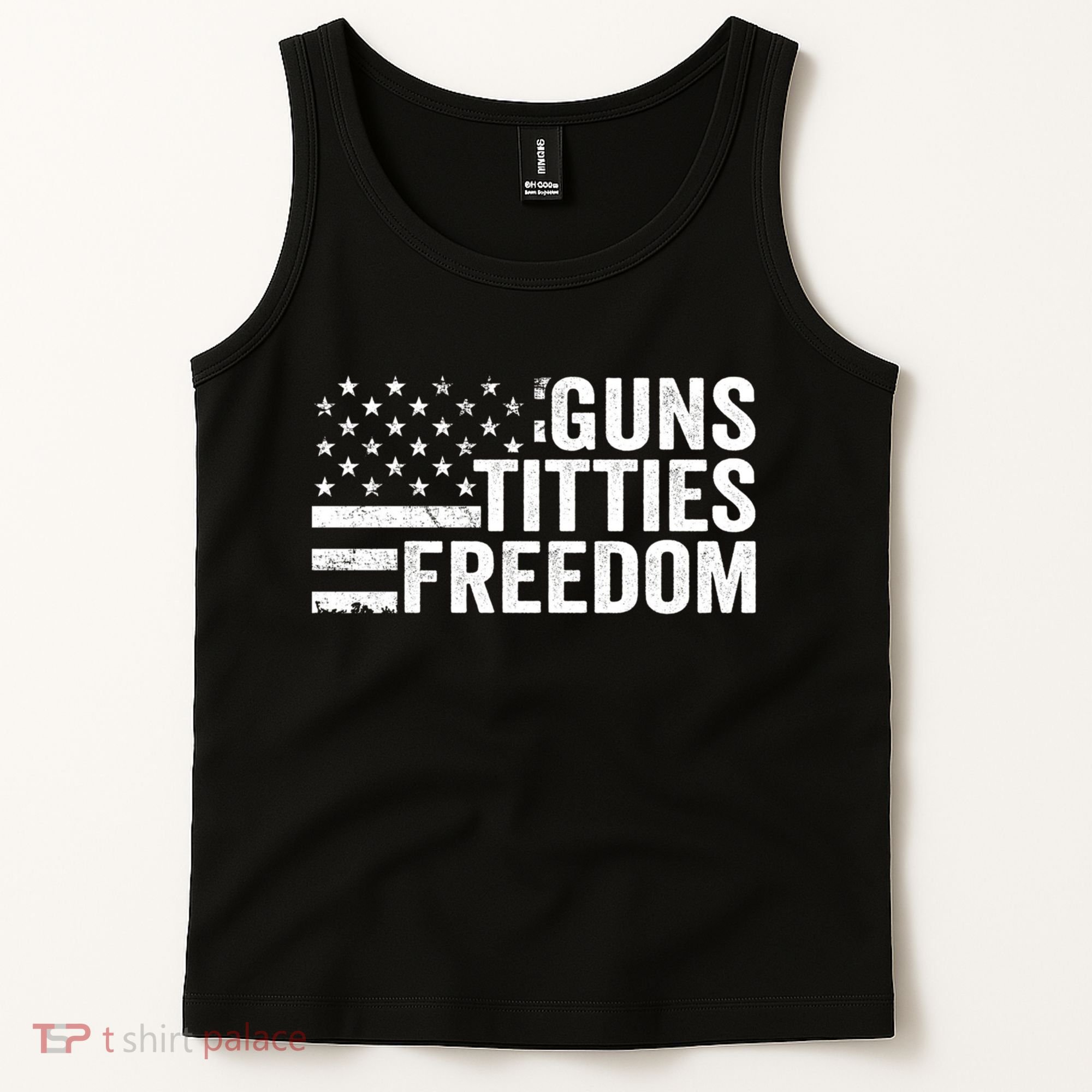 Guns Titties & Freedom Mens Funny Drinking Usa Flag Pullover Hoodie Tank Top