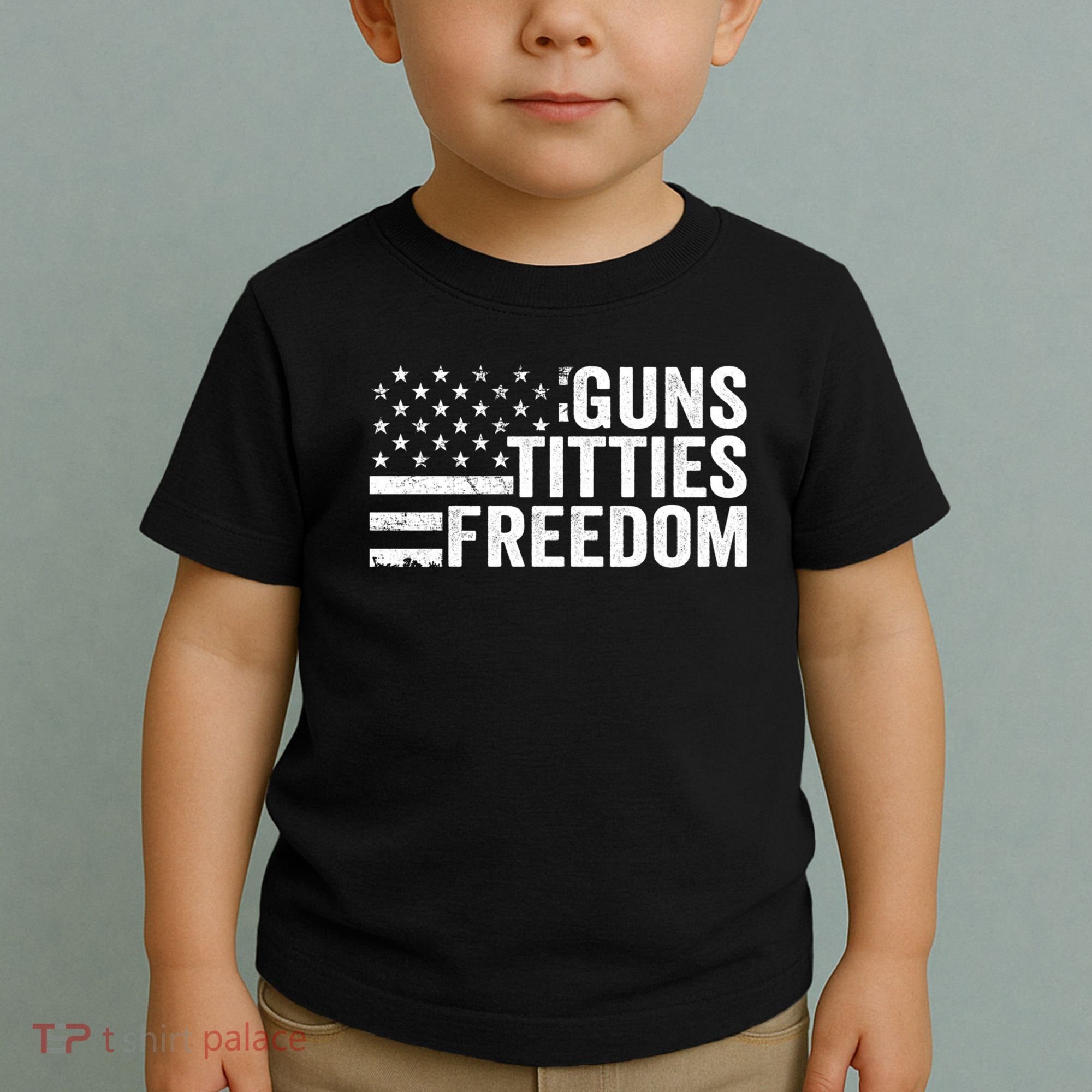 Guns Titties & Freedom Mens Funny Drinking Usa Flag Pullover Hoodie Toddler T-Shirt