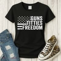 Guns Titties & Freedom Mens Funny Drinking Usa Flag Pullover Hoodie Women's T-Shirt thumb 3